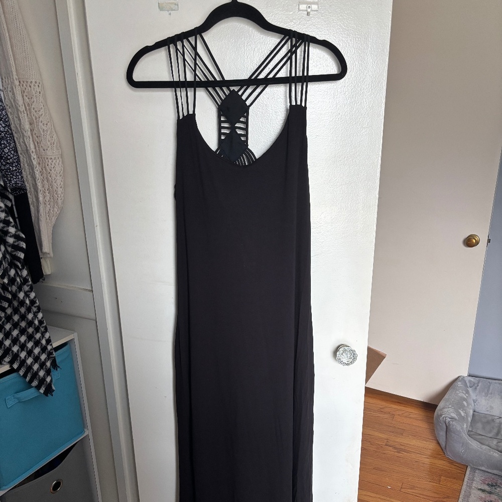 NWT Nicole Miller black strappy maxi dress